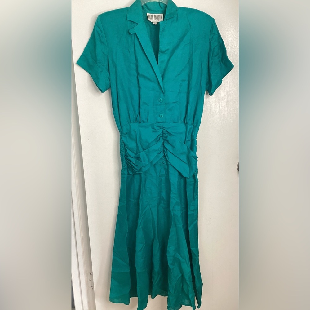 NWOT Vintage Elegant Teal Midi Dress M